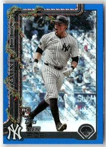 2025 Topps Holiday #H8 Ben Rice Blue Metallic Glitter Holiday - Picture 1 of 2