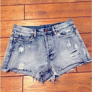 BLANK NYC Distressed High-Rise Denim Shorts - Size 28 - Picture 1 of 8