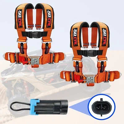 PAR de arneses de seguridad de 4 puntos de 2" con enchufe de derivación para CAN-AM Maverick X3 NARANJA Foto 1 de 4