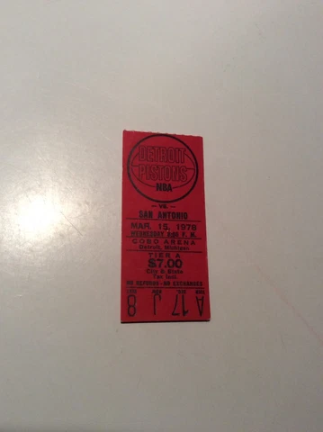 Detroit Pistons-San Antonio Spurs-Ticket-1978-Last Season-Cobo - George Gervin Cover
