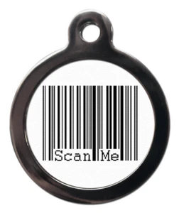 Targhetta identificativa per animali domestici SCAN ME BARCODE bianca e nera etichetta per foto 2 misure - Foto 1 di 2