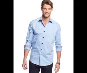 Camisa a rayas de cachemira Tasso Elba Lollan Peri Combo L 16-16 1/2 j - Imagen 1 de 2