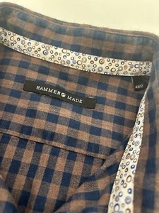 Hammer Made Men's Button-Up Long Sleeve Shirt Brown Blue Plaid Size 17 43 XL - Bild 1 von 11