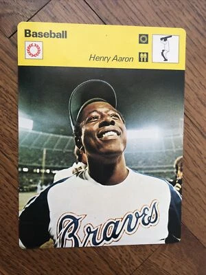 1977 Sportscaster cartão fotográfico de beisebol Hank Aaron - Imagem 1 de 3