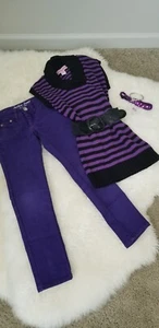 Justice Jeans Girl's Size 7R, Jou Jou Long Sweater 6x And Headband And Jewelry - Picture 1 of 11