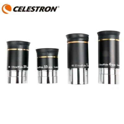Lente ocular Celestron 1,25" 66° ultra ancha UW 6 mm/9 mm/15 mm/20 mm para telescopio Foto 1 de 4