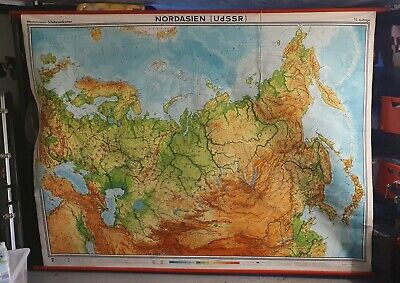 Schulwandkarte Nordasien UdSSR, Landkarte, Westermann, Lehrtafel, Russland 1970  • 9€