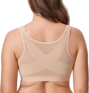 DELIMIRA Women's Front Closure Posture Wireless Back Support Full Coverage Bra - Picture 1 of 3