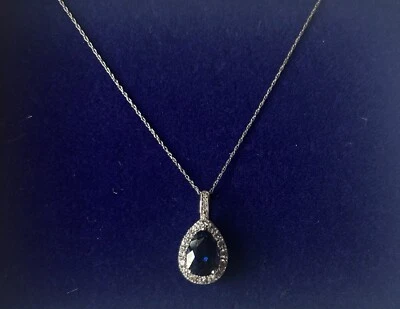 Collar de zafiro azul en forma de pera Foto 1 de 4