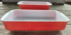 Pink Flamingo Pyrex Loaf Pan #213 & Shallow Baking Dish #231 Vintage 1954-56 - Picture 1 of 10
