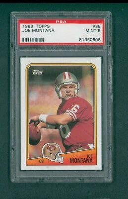 Cartão de futebol 1988 Topps - #38 Joe Montana, PSA 9 Estado perfeito - Imagem 1 de 2
