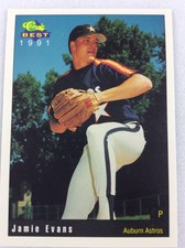 1991 Auburn Astros-Classic BEST Minor League Baseball Card-Jamie Evans