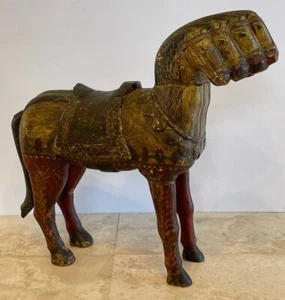 Old Uchchaihshravas 7-headed Carved Wood Mythological Hinduism Horse Sculpture - Picture 1 of 12