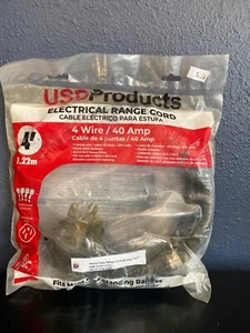 Range Oven Electric Power Cord 4 Prong Wire 40 Amp 4' Foot Heavy Duty - Picture 1 of 3