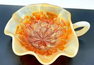 1920'S PEACH OPALESCENT.. CARNIVAL GLASS BOWL WITH HANDLE, 16.5X4 CMS - Picture 1 of 7