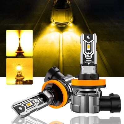 AUXBEAM 9005 H11 LED Headlight High Low Beam Bulbs Kit 6500K White Amber 3000K - Image 1 of 4