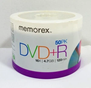 Memorex DVD plus R 16x 4.7GB 50 Pack Spindle Blank Discs Dvd+R Media Disks NEW - Picture 1 of 8