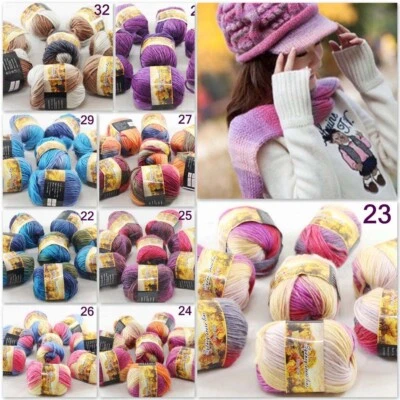 SALE NEW 1-8 balls x 50gr NEW Chunky Colorful Rug Hand Knitting Scores Wool Yarn - Image 1 of 4