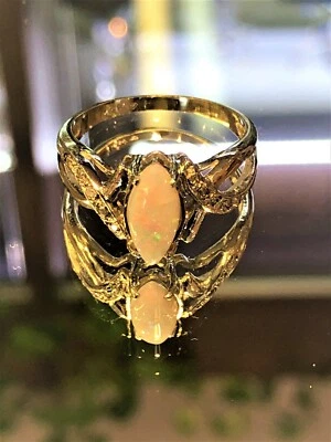 Gold Ring 14kt w/ 1pc Topez, w/ Small Diamonds, Simple Design Gold Ring – Jewel - Image 1 of 4