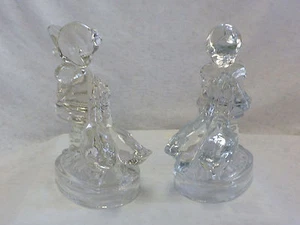 Vintage Book Ends L.E. Smith 1950's Girl With Geese Glass 7.75" X 5" X 3.25" EVC - Picture 1 of 11