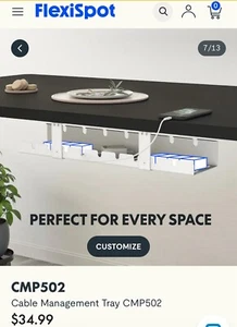 Under Desk Cable Management Tray FlexiSpot CMP502-B Black - Afbeelding 1 van 4
