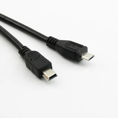 Data Sync Charge Adapter Cable Micro USB 2.0 B 5 Pin Male To Mini 5 Pin Male 1FT - Image 1 of 4