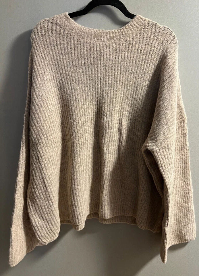 Женский свитер размер большой розовый ребристый длинным рукавом выветренный люмьер бренд - Изображение 1 из 4