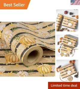 Jumbo 24x100 ft Pumpkin Pattern Kraft Paper - Ideal for Holiday Gift Wrapping - Picture 1 of 11