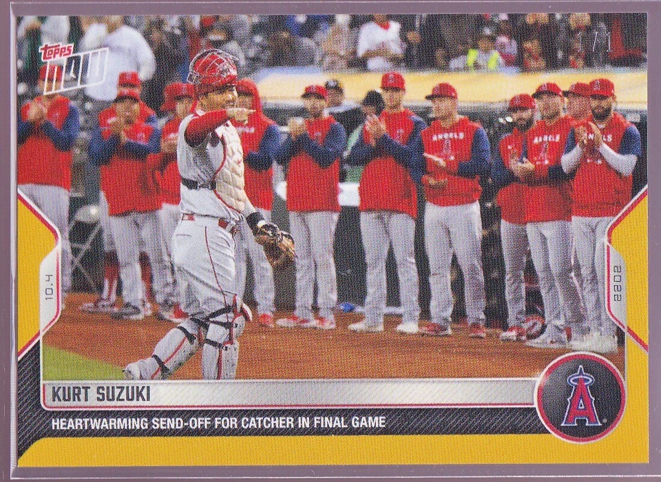 Juego Final Kurt Suzuki Angel Shohei Ohtani Envío 2022 TOPPS NOW 1020 Oro 1/1 Foto 1 de 2