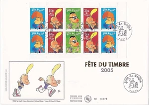 Enveloppe grand format 1er jour Soie 2004 Fête du timbre Titeuf - Picture 1 of 2