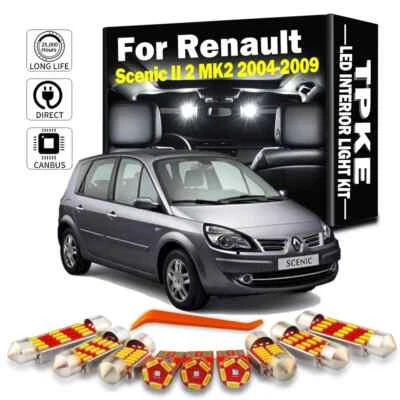 Kit de luz cúpula mapa interior LED carro 16 peças para Renault Scenic II 2 MK2 2004-2009 - Imagem 1 de 4