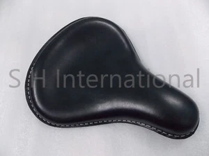 Solo Seat Black Leather Fit For Harley Sportster Custom Chopper Bobber - Picture 1 of 21
