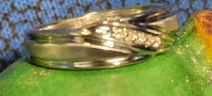 Natural diamond 10K solid yellow brushed & polished gold comfort wedding band 7 - Foto 1 di 8