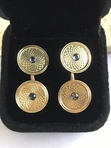 14k gold sapphire cufflinks vintage