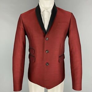 DSQUARED2 Size 40 Burgundy Black Two Toned Wool Silk Sport Coat