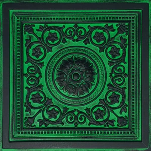 Piastrelle per Soffitto a Goccia, 24" x 24" PVC, Sistema Griglia, MAJESTY Nero Smeraldo 30 PZ - Foto 1 di 4