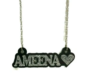 Namensschild individuell Namenskette personalisiert Namensschild Silber mit Diamant Optik! - Bild 1 von 12