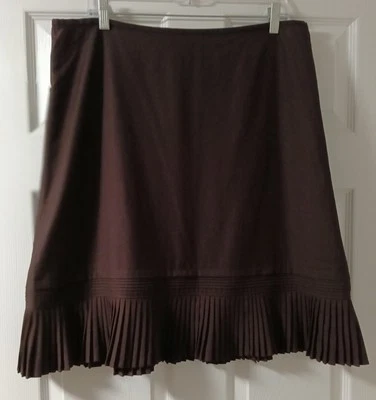 George Me Dark Brown Pencil Side Zip Flair Hem Skirt Size 16 - Image 1 of 3