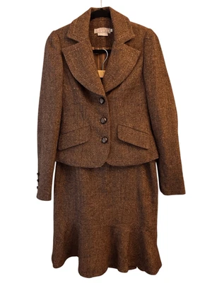 Traje Y2K De Colección Tweed con Falda Midi Sirena Talla 4 Academia Preppy Carrera Adelgazante Foto 1 de 4