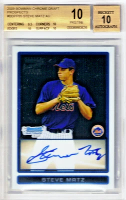 2009 Bowman Chrome Steve Matz RC AUTO BGS 10/10 Mets Rare - Image 1 of 2
