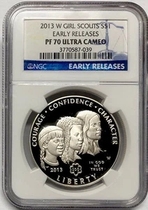 2013 W GIRL SCOUTS Silver Dollar NGC PF70💥FLAWLESS QUALITY💥EARLY RELEASE - Picture 1 of 4