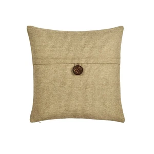 Clayton Woven Button Decorative Throw Pillow Cover, 20" W x 20" L, Taupe - Sq... - Picture 1 of 7