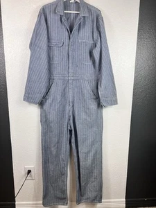 Vintage Sears Denim Blue Herringbone Work Coveralls Long Sleeve Sz 40 - Picture 1 of 20