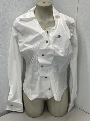 Vivienne Westwood Women's Shirt Drunken Asymmetric Blouse Size 46/US 10 White - Image 1 of 4