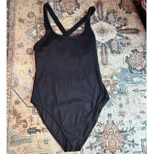 Costume da bagno Andie pezzo unico nero a costine comodo bikini spiaggia XL alto - Foto 1 di 8