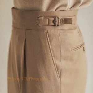 Traje Recto Gurkha Para Hombres Negocios Retro Pantalones Nápoles Cintura Alta Pantalones - Imagen 1 de 27