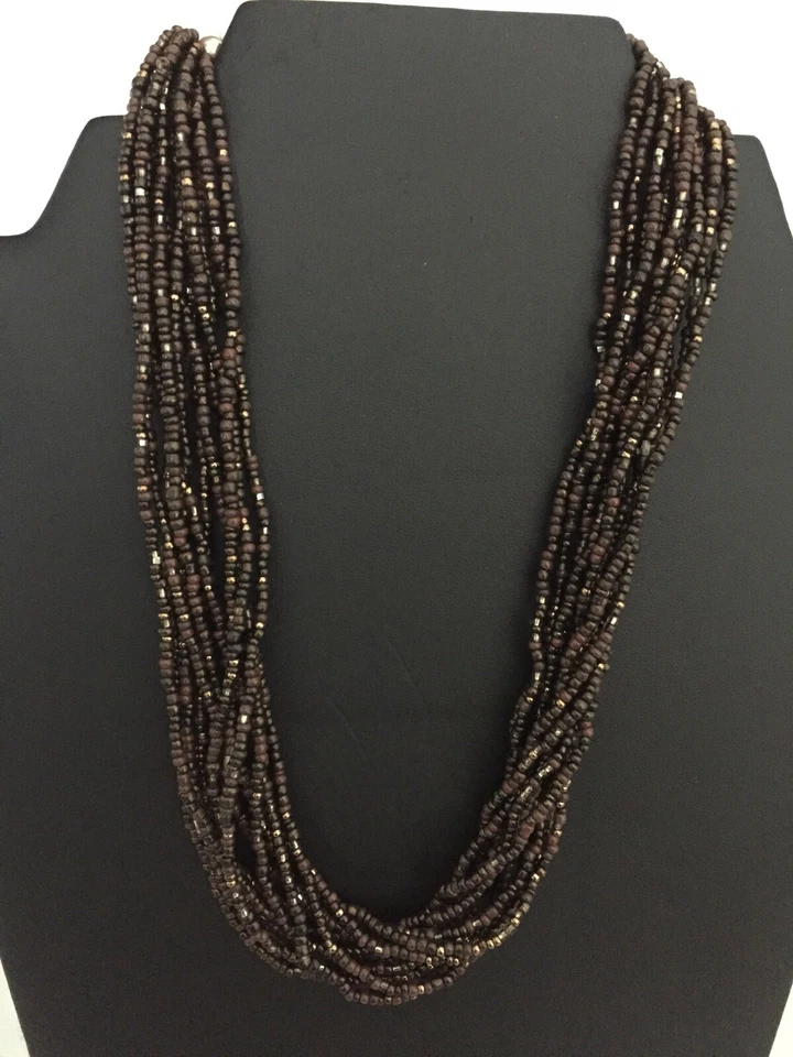 Collar Silpada Multi Hilo con Cuentas Semilla Bronce y Marrón 18 Pulgadas Con .925 Foto 1 de 1
