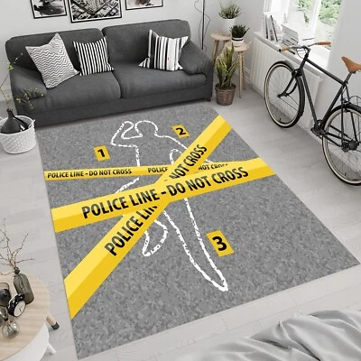 Police Line Carpet, Crime Scene Rug,Do Not Cross Rug,Police Line Rug,Police Rug - Image 1 of 4