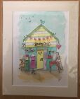 Original Watercolour Beach Hut Vintage Shabby Chic Mounted Signed New