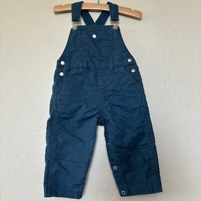 Petit Bateau Overalls Snap Closure Navy Blue Pockets Baby Boy Size 12 Months - Image 1 of 4